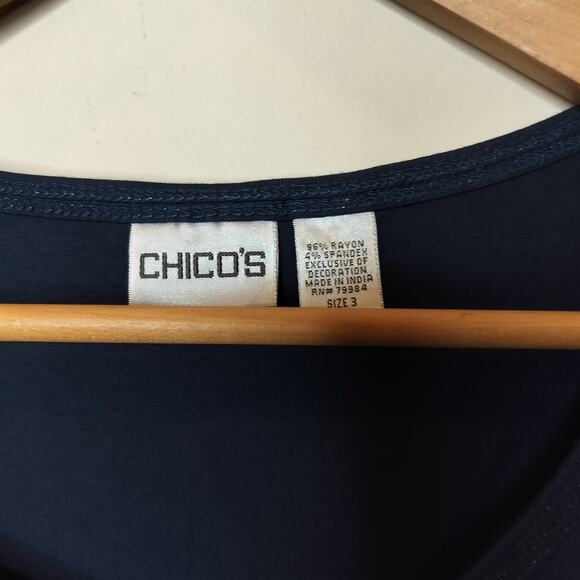 Chico's Viscose Stretch Jersey Top Long Seeve Teal - Picture 5 of 8